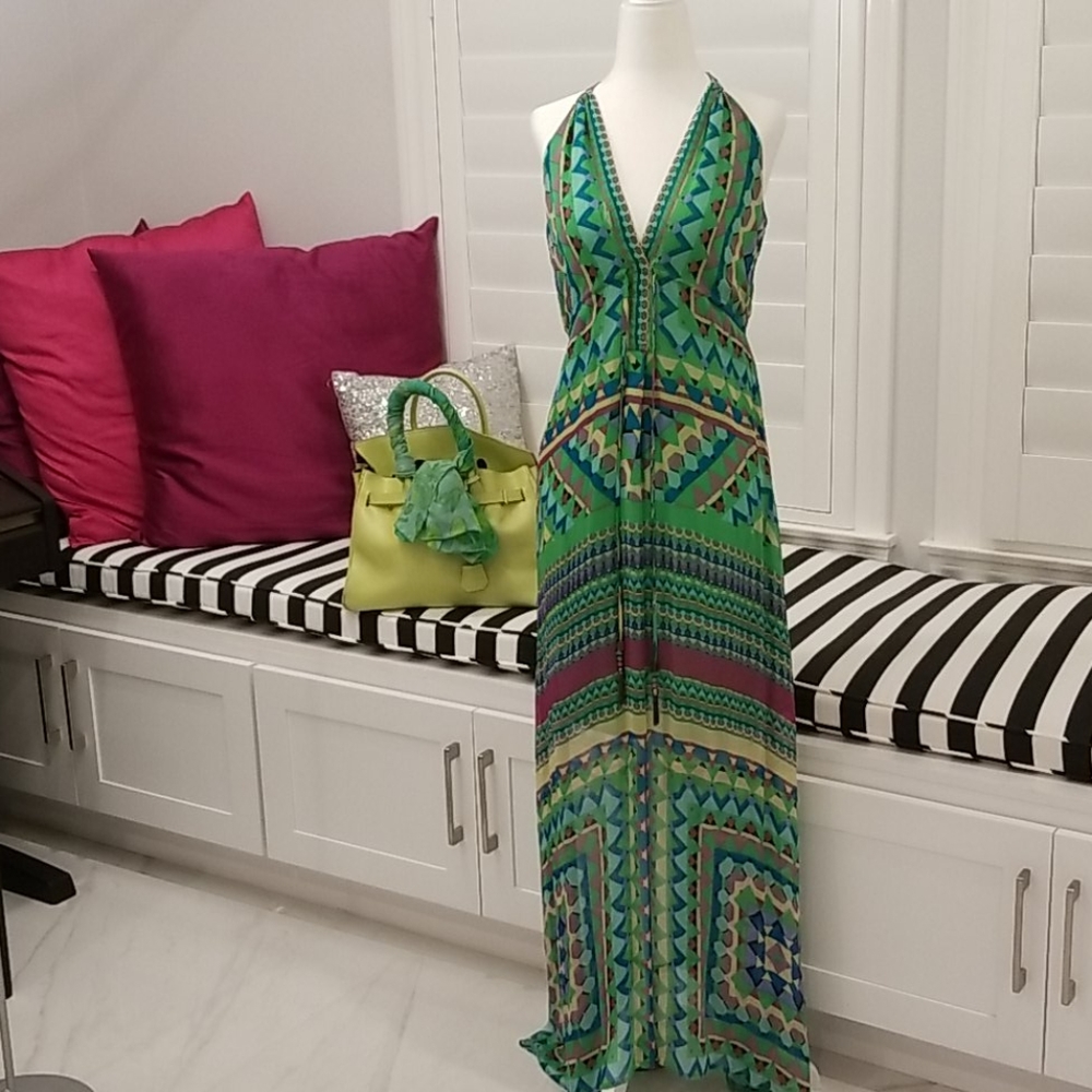 Lime Silk Maxi Dress